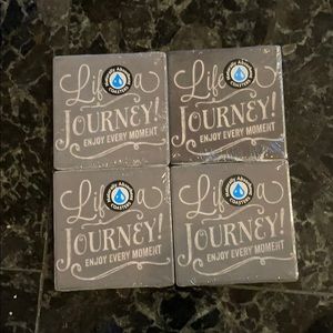 4 Ceramic Coasters — Life is a Journey! Enjoy Every Moment. NWT